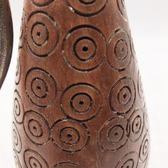 Pier 1 Carved Wood & Metal Cat Figurine Playing Trumpet Horn 10" - Picture 13 of 16